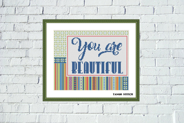 You are beautiful card cross stitch pattern