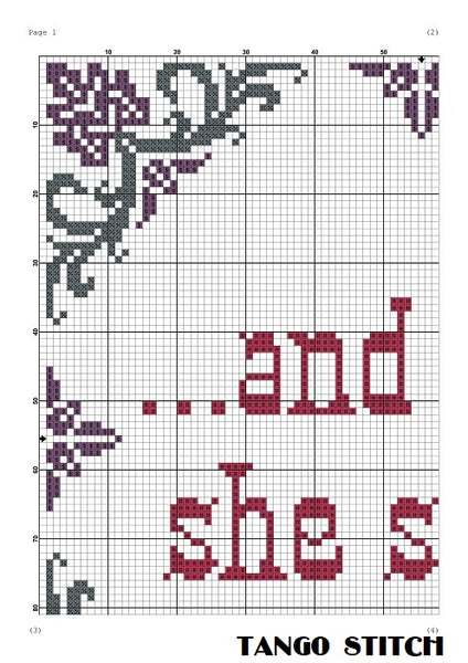And then she said funny quote cross stitch vintage pattern