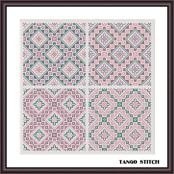 Mosaic ornament set cross stitch pattern