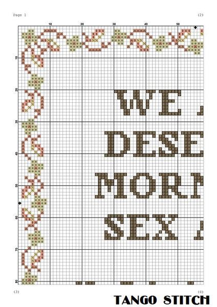 We all deserve morning sex and pancakes funny quote cross stitch pattern hand stitch embroidery